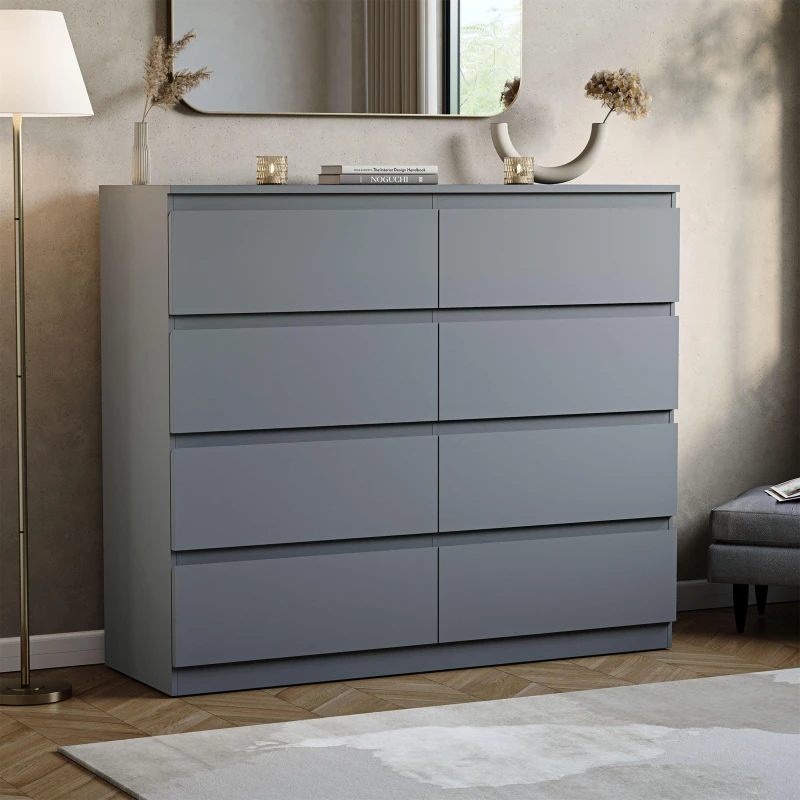 Image of Lassic Vida Designs Denver 8 Drawer Chest Grey unisex 8 Drawer