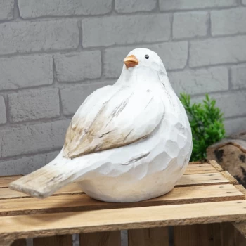 Image of Country Living Carved Wood Effect Garden Ornament - Bird