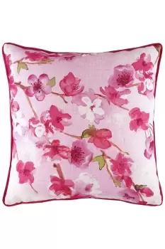 Image of Blossoms Cherry Hand-Painted Watercolour Printed Cushion