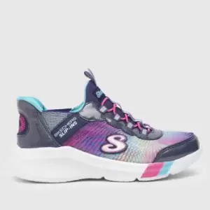 image of SKECHERS Navy Dreamy Lites Girls Junior Trainers