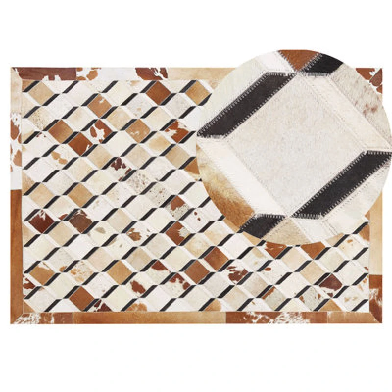 Image of Beliani Rug Serinova Brown 140 X 200 Cm Leather