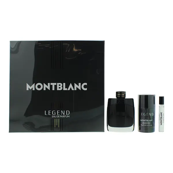 image of Mont Blanc Legend 3 Piece Gift Set: Eau de Parfum 100ml - Eau de Parfum 7.5ml - Eau De Parfum