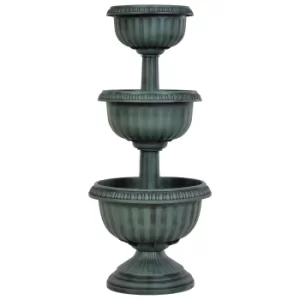 image of Outsunny 3-tier Chelsea Planter Flowers Outdoor Organisation Terrace Patio Balcony Indoors Green