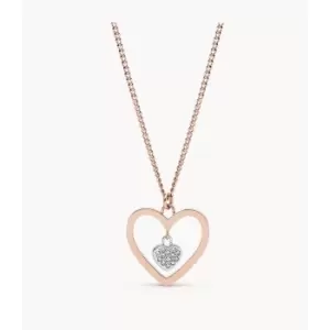 Image of Fossil Womens Rose Gold-Tone Stainless Steel Pendant Necklace - Rose Gold