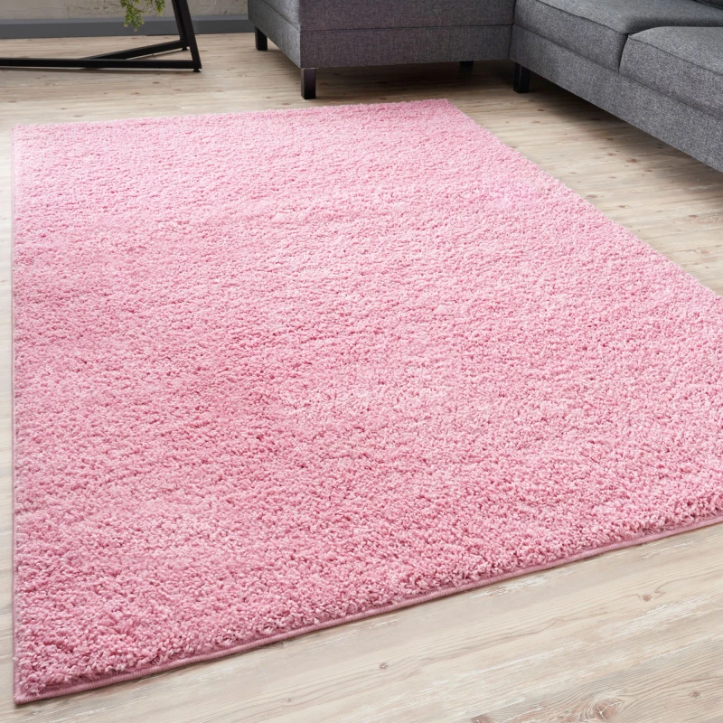 Image of THE RUGS Shaggy Rugs Pink Living Room Rug - Soft Fluffy Thick Carpet For Bedrooms & Kitchen Easy To Clean Home Decor Rugs Size: 120cm x 170cm Pink