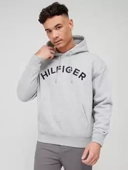 Image of Tommy Hilfiger Arched Overhead Hoodie - Light Grey, Light Grey, Size 2XL, Men