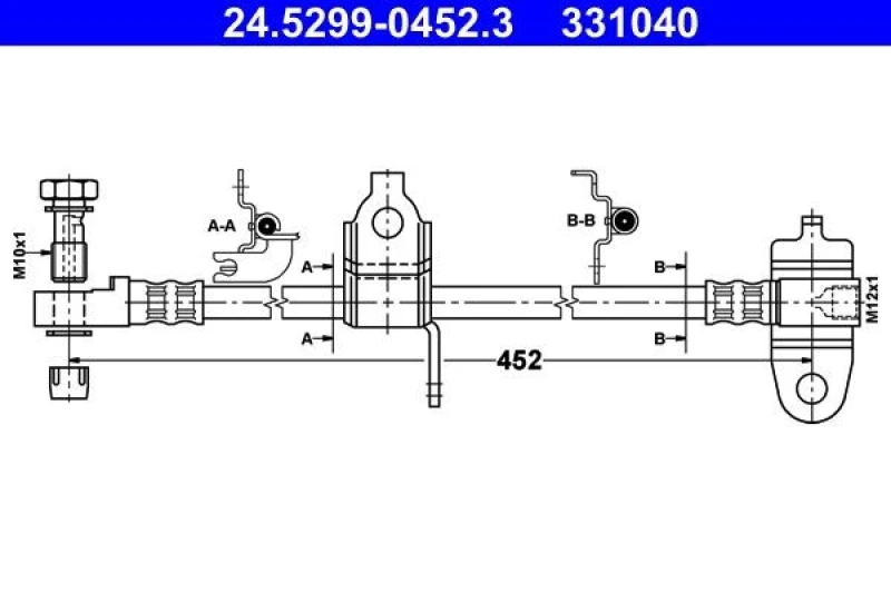 Image of ATE 24.5299-0452.3 Brake Hose with banjo bolt Brake Hose (83)
