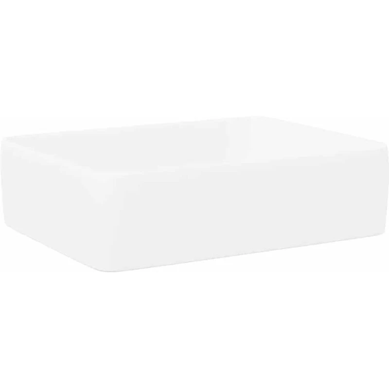 Image of vidaXL Wash Basin White 48x37x13cm Ceramic Rectangle, White 153338