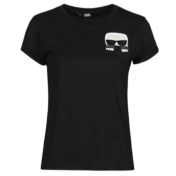 image of Karl Lagerfeld IKONIKKARLPocketT-SHIRT womens T shirt in Black - Sizes EU M,EU L