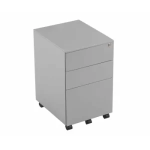 Image of TC Office Talos Steel 3 Drawer Mobile Pedestal with Filing Drawer, Silver
