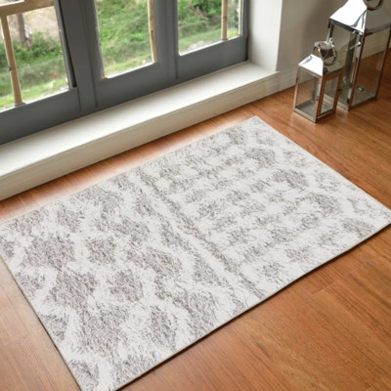 Image of Livabliss Shaggy Geometric Plush Pile Light Grey Nour Area Rug 60 X 90 Cm - Easy Care, Non Shedding, Ideal For Living Room & Bedroom
