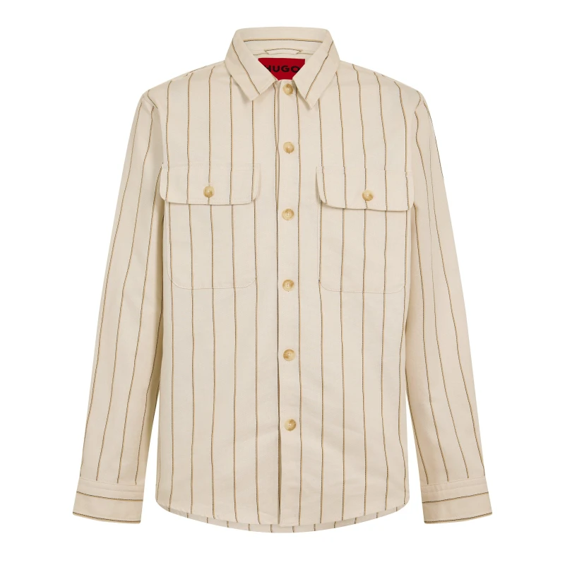 Image of Hugo Mens Ernius Long Sleeve Oxford Shirt Natural male XS