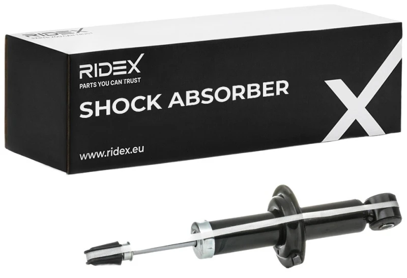 Image of RIDEX 854S0485 Shock absorber Rear Axle, Gas Pressure, Twin-Tube, Suspension Strut, Bottom eye Shock Absorber (854)