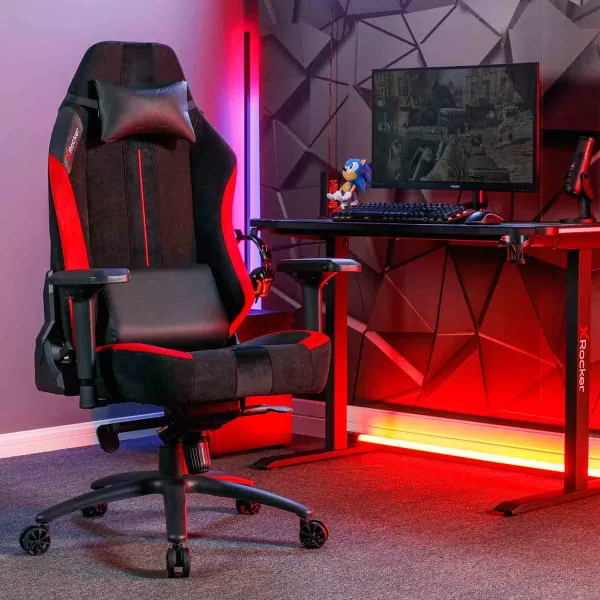 Image of X Rocker Onyx Ergonomic PC Gaming Chair - Black & Red
