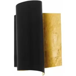 Image of Loops - Modern Wall Light Colour Black Gold Curved & Rounded Shade Bulb E27 1x40W