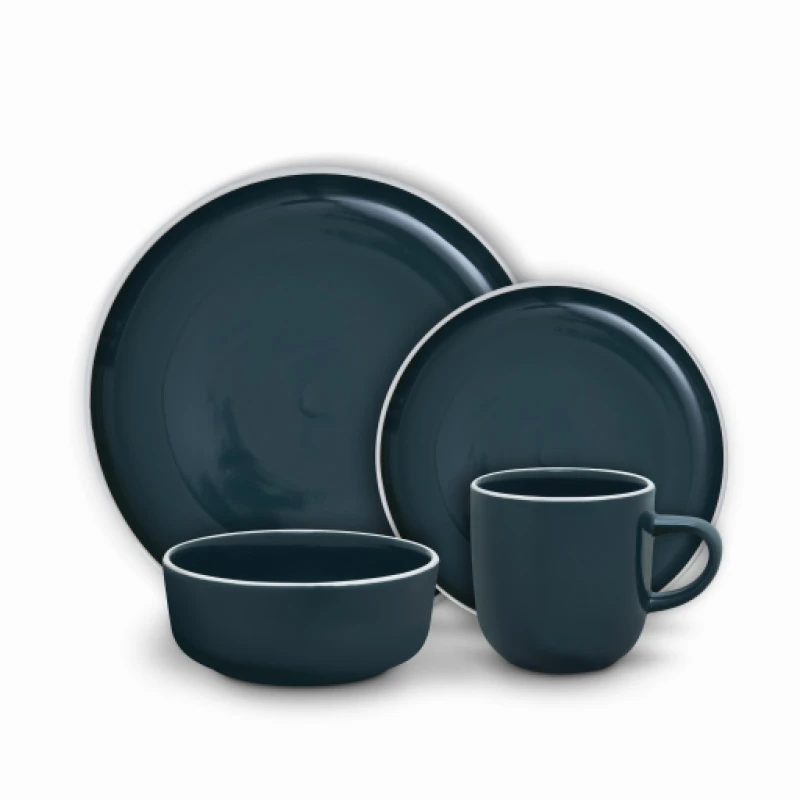 Image of BARBARY & OAK 16 Piece Nattura Dinner Set Teal ONE SIZE