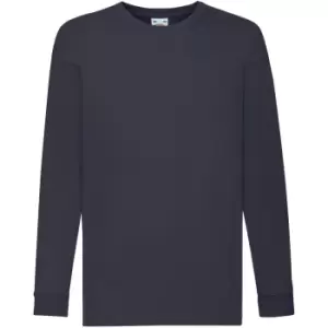 Image of Fruit Of The Loom Childrens/Kids Long Sleeve T-Shirt (3-4) (Deep Navy)