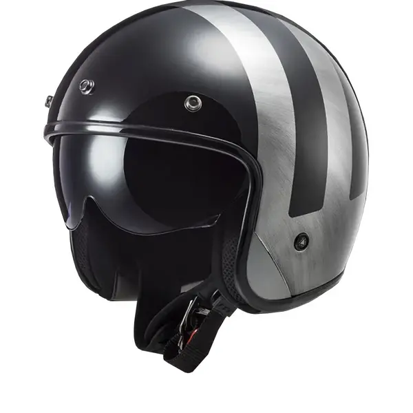 Image of LS2 OF601 Bob II Lines Black Jeans 06 Jet Helmet Size M