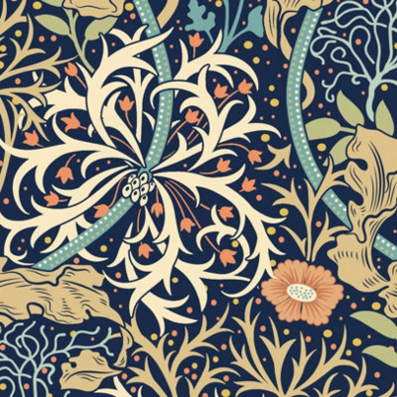 Image of Hoopla Walls Seaweed Garden Navy Blue Smooth Matt Wallpaper