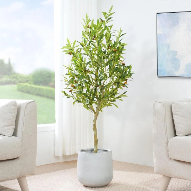 Image of MCC Direct Artificial Fake Olive Tree Plant with Plastic Planter Pot 120cm Multi