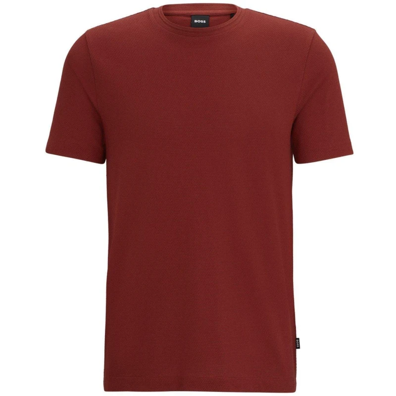 Image of Boss Tiburt Bubble Jacquard Structure T-Shirt Brown male L
