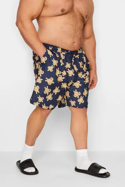 Image of BadRhino Turtle Swim Shorts - Navy/Gold, Navy, Size 5-6Xl, Men Navy VHX7P Male 5-6XL