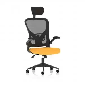 Image of Ace Executive Bespoke Fabric Seat Senna Yellow Mesh Chair With Folding
