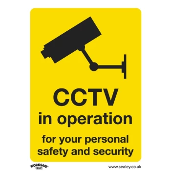 image of Warning Safety Sign - CCTV - Rigid Plastic