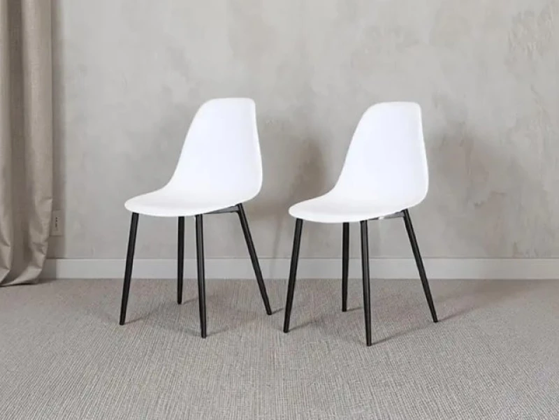 Image of Core Products Aspen Curve Chair, Light Grey Plastic Seat With Black Metal Legs (Pair) White