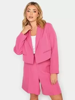 image of Yours Cropped Blazer Pink, Size 14, Women