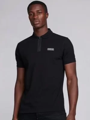 image of Barbour International Transmission Zip Polo, Black, Size S, Men