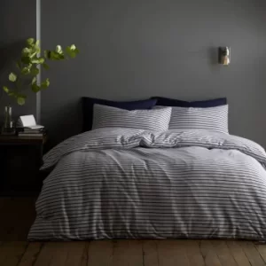 Image of Content By Terence Conran Fulham Jersey Stripe Duvet Cover and Pillowcase Set Blue