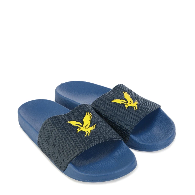Image of Lyle and Scott and Scott Eagle Slides Slider Slippers Boys - Blue Blue 4