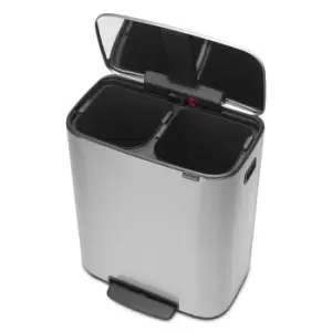 Image of Brabantia Bo Pedal Bin 2x30 Litre Matt Steel Fingerprint Proof