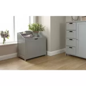 image of GFW - Ottoman Storage Clothes Towel Chest Grey Wooden Cabinet Bathroom Furniture Unit