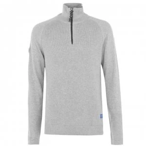 Image of Jack and Jones Originals Lover Zip Knit - Lt Grey Mel