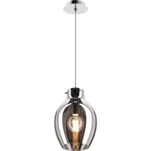 image of Bresso Small 18cm Dome Pendant Ceiling Light, Smokey Chrome, 1x E27