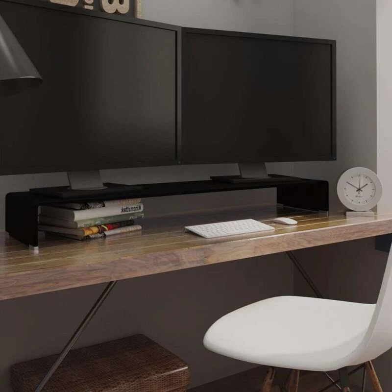 Image of VIDAXL Vidaxl - tv Stand/Monitor Riser Glass Black 120x30x13cm 8718475530121
