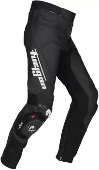 Image of Furygan Raptor Evo Motorcycle Leather Pants, black-white, Size 38, black-white, Size 38