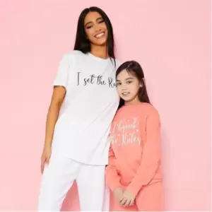 Image of I Saw It First I Break The Rules Girls Slogan Sweatshirt - Pink