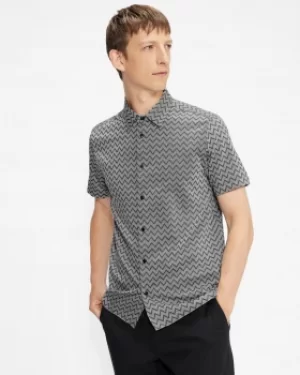 Image of Ted Baker Short Sleeve Zigzag Monochrome Shirt