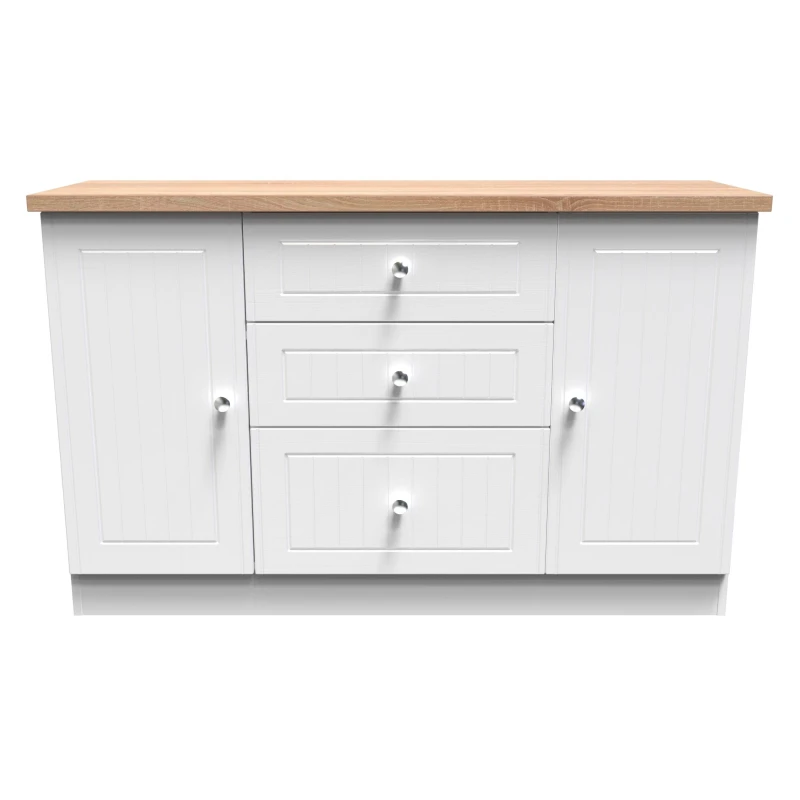 Image of Ready Assembled 2 U Norton 2 Door 3 Drawer Sideboard (Ready Assembled) in White Size: Large White Unisex Large