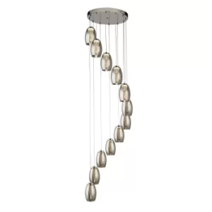 Image of Cyclone 12 Light Mu Lighti Drop Pendant, Smoked Glass 3000K