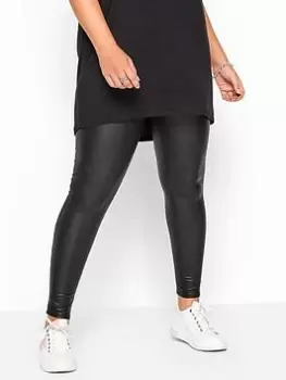Image of Yours Coated Look Legging - Black, Size 18, Women