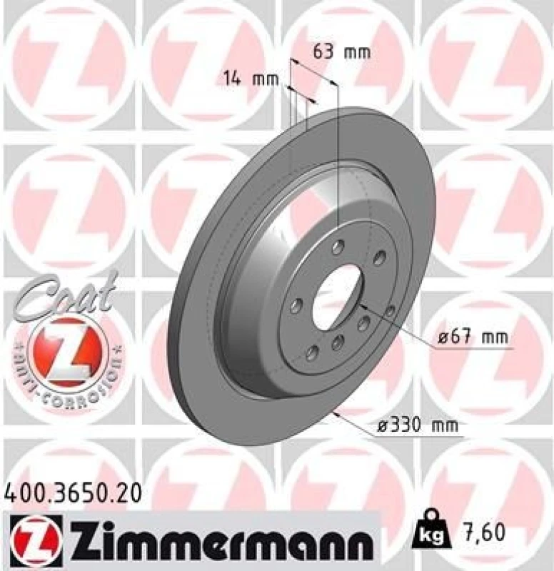 Image of ZIMMERMANN Brake disc ZIMMERMANN 400.3650.20