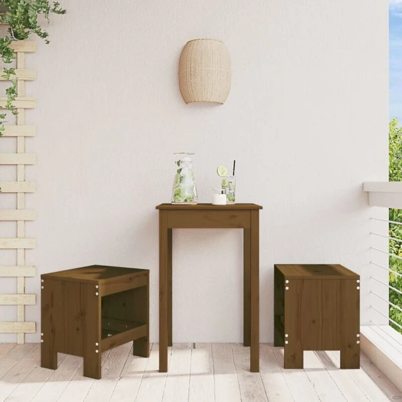 Image of vidaXL Garden Stools 2 pcs Honey Brown 40x36x45cm Solid Wood Pine, Brown 825341