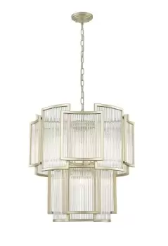 image of Antigua 8 Light Gold Crystal Pendant Ceiling Light