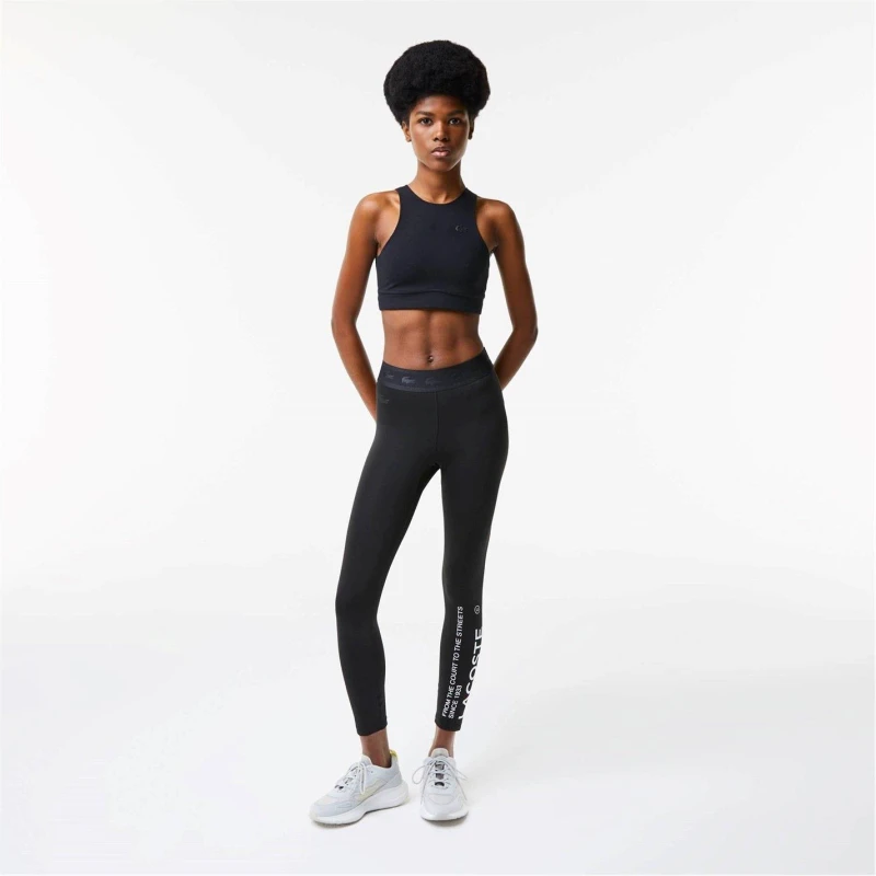 Image of Lacoste Logo Patch Sports Bra - Black 2