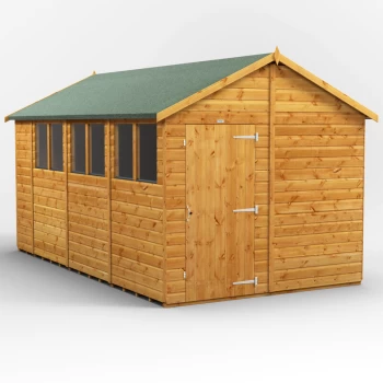 Image of 14x8 Power Apex Garden Shed - Brown