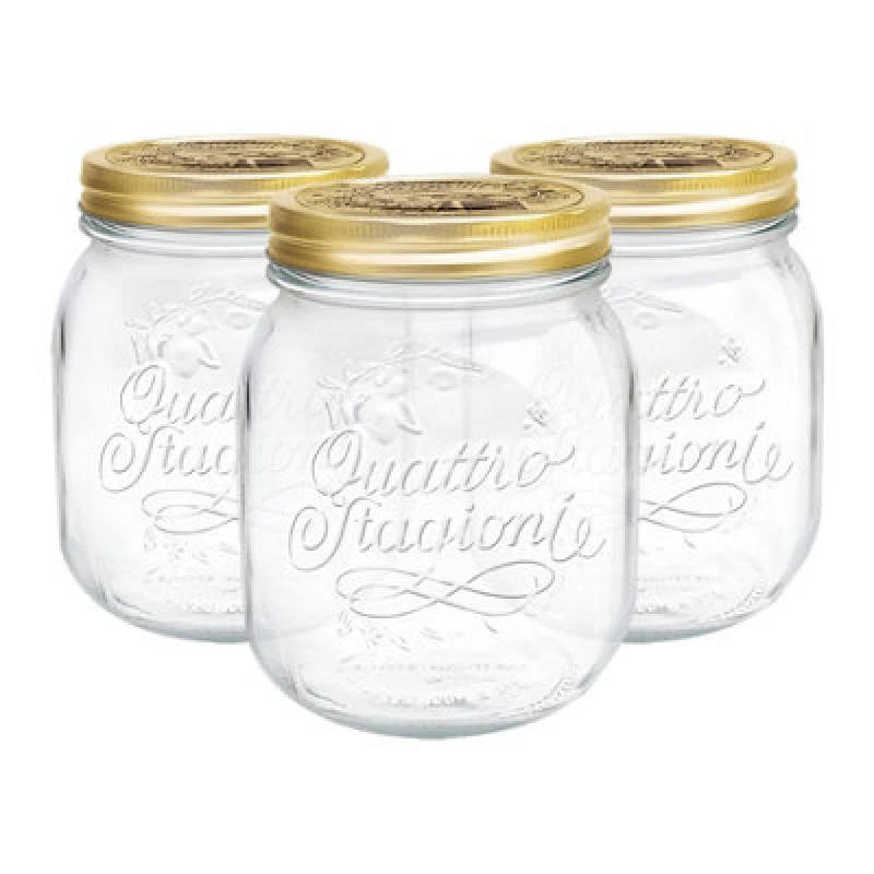 Image of Bormioli Rocco Quattro Stagioni Glass Storage Jars 700ml Pack of 3 Clear